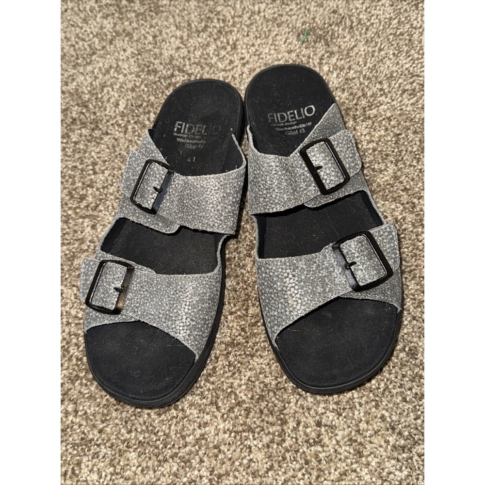 Fidelio Schwaz Slide Sandal Women- Light Grey Stingray Comfort Quality Sz 41 EU